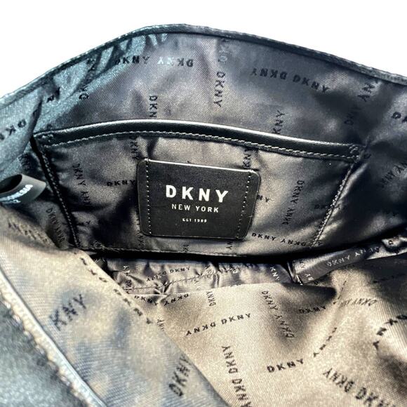DKNY Drawstring Pouch Canvas Crossbody Bag Adjustable Strap Silver Chain - Picture 5 of 5